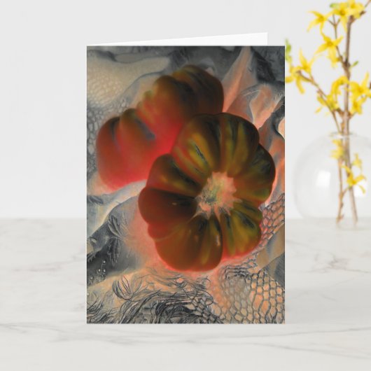 "Tomate und Spitze" digital verändert Stillleben Karte (Gelbe Blume)