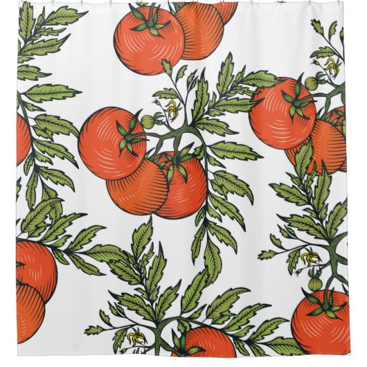 Tomate Vintag: Illustration des Agrarmarktes. Duschvorhang (Vorderseite)
