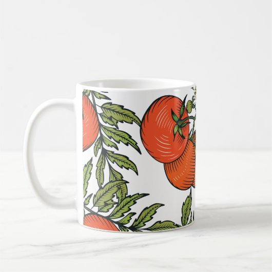 Tomate Vintag: Illustration des Agrarmarktes. Kaffeetasse (Links)