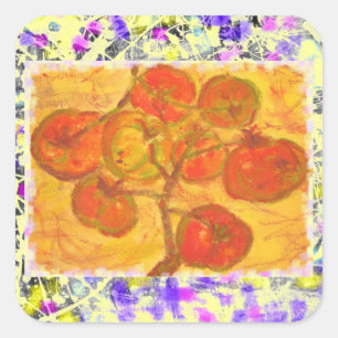 Tomategruppen-Wasserfarbe-Tropfen Quadratischer Aufkleber
