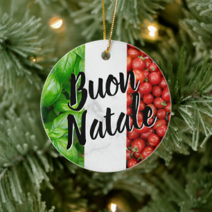 Tomaten-Basilikum-Frohe-Weihnachten Keramik Ornament