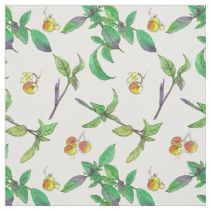 Tomaten Basilikum Kräuter Wasserfarbe Stoff