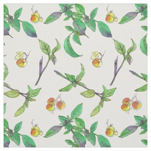 Tomaten Basilikum Kräuter Wasserfarbe Stoff (Muster)