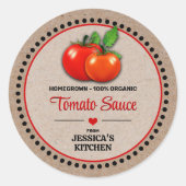 Tomaten Canning Jar Kraft Papier Style Label Runder Aufkleber (Vorderseite)