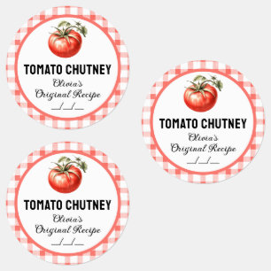Tomaten-Chutney-Etikett mit Karomuster Etiketten