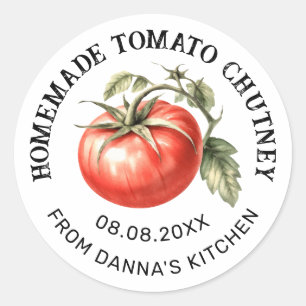 Tomaten-Chutney-Etikett mit Wasserfarben-Tomate Runder Aufkleber