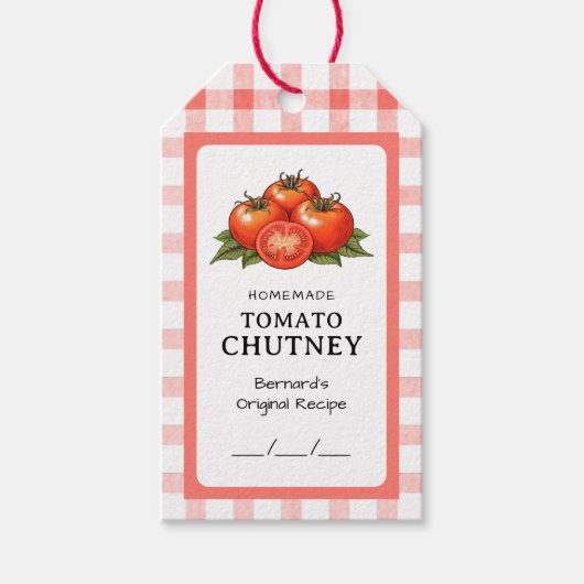 Tomaten-Chutney-Konserve Geschenkanhänger (Vorderseite)