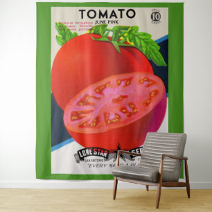 Tomaten-Druck von einem Samenpaket aus den 1950er  Wandteppich