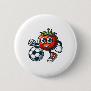 Tomaten-Fußballspieler Süße Cartoon Mit Fußball  Button