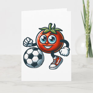 Tomaten-Fußballspieler Süße Cartoon Mit Fußball Karte
