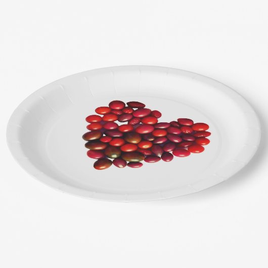 Tomaten Herz Pappteller (Schrägansicht)