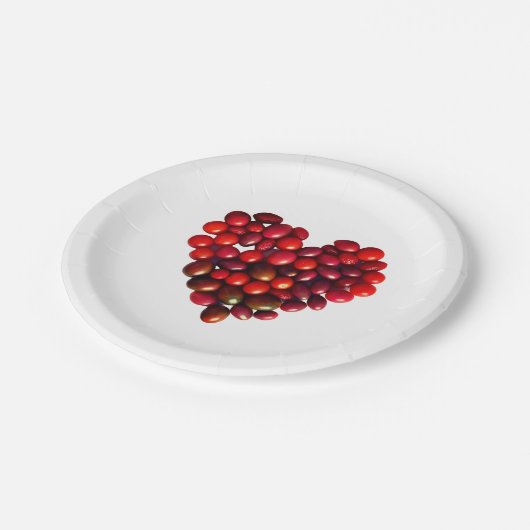 Tomaten Herz Pappteller (Schrägansicht)