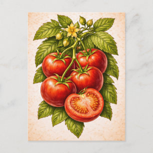 Tomaten-Illustration im Vintage-Stil Postkarte