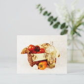 Tomaten in einem Korb und Olivenöl Postkarte (Stehend Vorderseite)