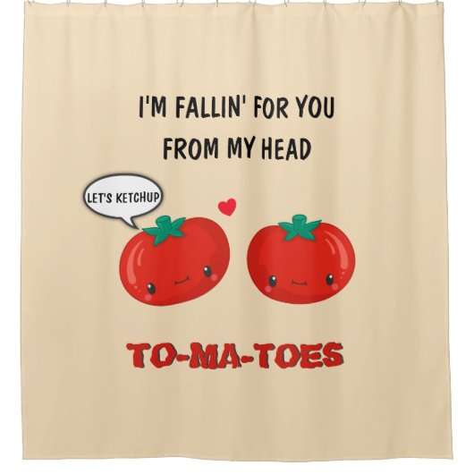 Tomaten in Liebe Niedlich Romantischer Valentinsta Duschvorhang (Vorderseite)