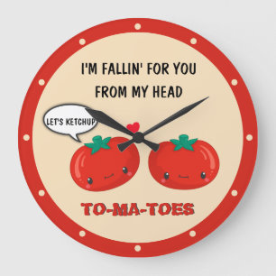 Tomaten in Liebe Niedlich Romantischer Valentinsta Große Wanduhr