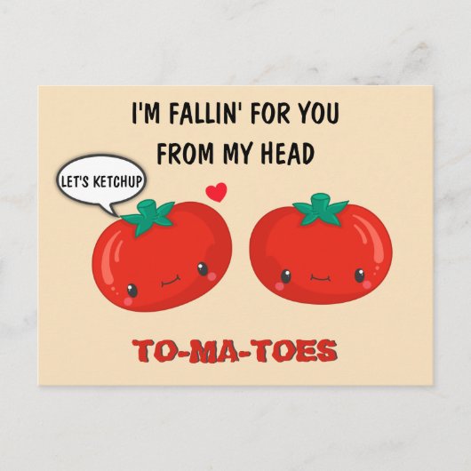 Tomaten in Liebe Niedlich Romantischer Valentinsta Postkarte (Vorderseite)