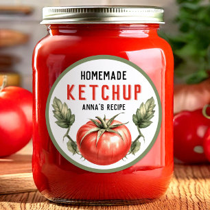 Tomaten-Ketchup-Einmachlabel Wasserfarbe Tomate Runder Aufkleber