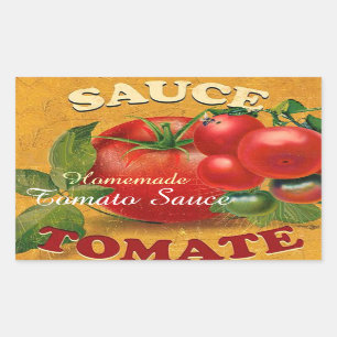 TOMATEN KÜCHEN KONSERVEN, EINMACHEN, TOMATENSAUCE RECHTECKIGER AUFKLEBER
