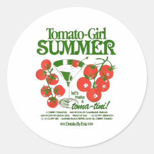 Tomaten-Mädchen Sommer Tomate Frische Früchte Tren Runder Aufkleber