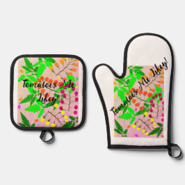 Tomaten Me Likey Schürze Ofenhandschuh & Topflappen-Set