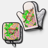 Tomaten Me Likey Schürze Ofenhandschuh & Topflappen-Set (Vorderseite/Rückseite)