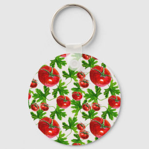 Tomaten mit Blättern Muster Schlüsselanhänger