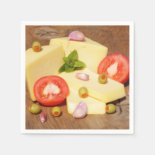 Tomaten, Oliven und Knoblauch Serviette (Vorderseite)