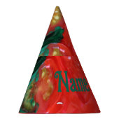 Tomaten/Paradeiser, frisch in rotem und grünem Fot Partyhütchen (Rechts)