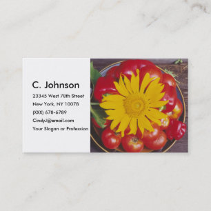 Tomaten/Paradeiser, Roter Pfeffer, Sonnenblumen -  Visitenkarte