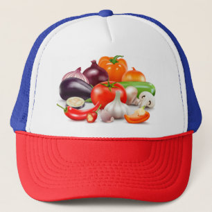 Tomaten/Paradeiser Spargel Rüben Aquarellpflanze Truckerkappe
