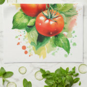 Tomaten/Paradeiser und Basil Teetuch Geschirrtuch (Gefaltet)