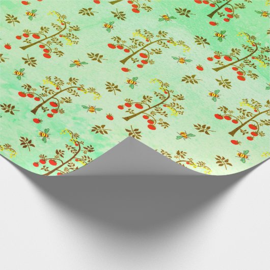 Tomaten-Pflanze und Bienen Geschenkpapier (Ecke)