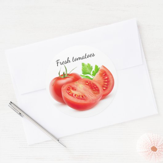 Tomaten schneiden runder aufkleber (Umschlag)