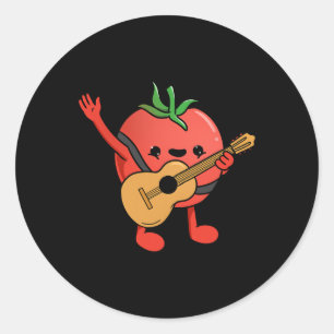 Tomaten spielende Gitarre Tomatenliebhaber Runder Aufkleber