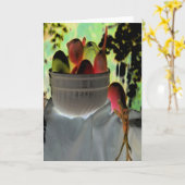 "Tomaten und Knoblauch" digital verändert Stillleb Karte (Gelbe Blume)