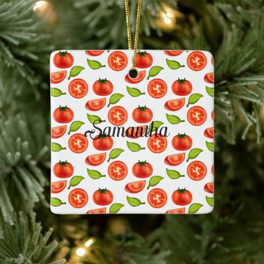 Tomaten und Oregano Keramikornament (Baum)
