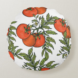 Tomaten-Vintage: Illustration für den Bauernmarkt. Rundes Kissen
