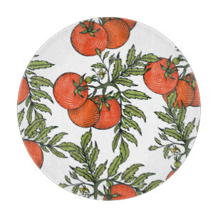 Tomaten-Vintage: Illustration für den Bauernmarkt. Schneidebrett