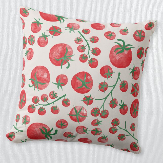 Tomaten Wasserfarbe Mittelmeer Kissen (Fun watercolor tomato Mediterranean pattern throw pillow)