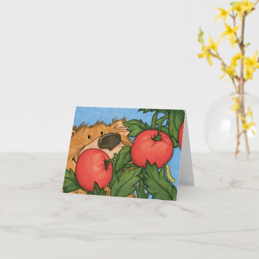 Tomatenbär / Note Card Karte (Gelbe Blume)