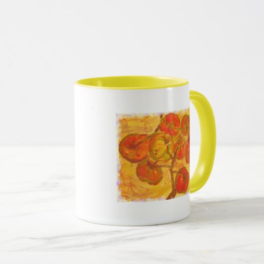 Tomatencluster Aquarell Tasse (VorderseiteRechts)