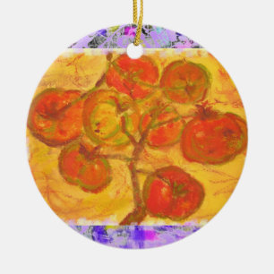 Tomatencluster Aquarell-Tropfen Keramik Ornament