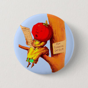 Tomatenführerin mit viktorianischer Visitenkarte Button