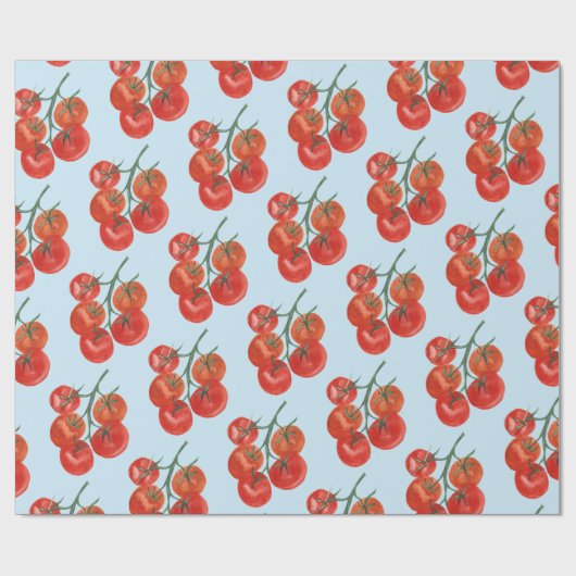 Tomatengeschenk Verpackung Aquarellblau Geschenkpapier (Flach)