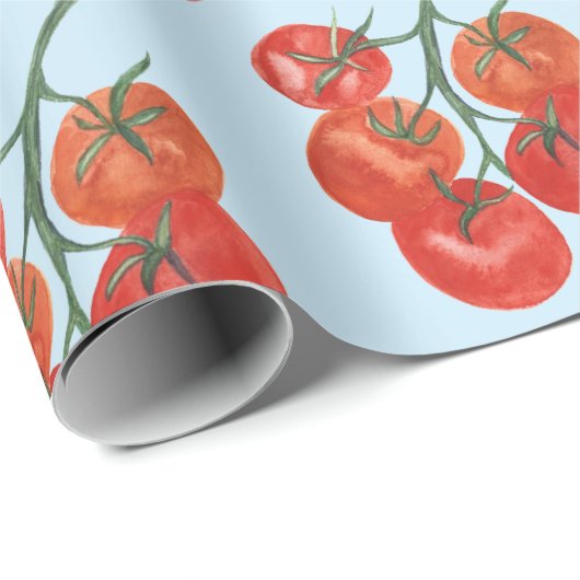 Tomatengeschenk Verpackung Aquarellblau Geschenkpapier (Rolleneckpunkt)