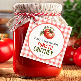 Tomatenküppel, hausgemacht mit karierten Mustern Geschenkanhänger