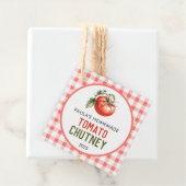 Tomatenküppel, hausgemacht mit karierten Mustern Geschenkanhänger (Beispiel)