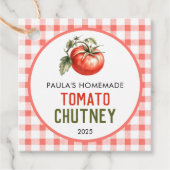 Tomatenküppel, hausgemacht mit karierten Mustern Geschenkanhänger (Vorderseite)