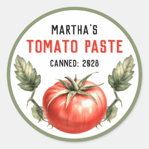 Tomatenmark-Einmachglas im Vintage-Stil mit Wasser Runder Aufkleber